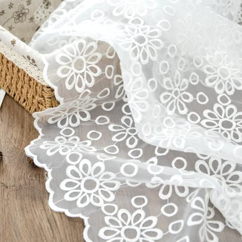 Organza fire de broderie tesatura alb brodate dantelă rochie tesatura de îmbrăcăminte pentru copii material fata de masa perdea manual pânză