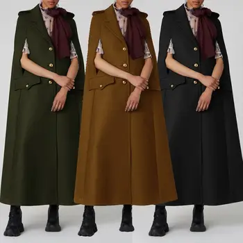 Poncho Elegant pentru Femei Jachete Solide ZANZEA 2021 Ocazional fără Mâneci Rever Cape Outwears de sex Feminin Singur Buton Straturi Plus Dimensiune Topuri
