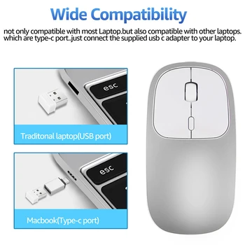 SeenDa Metal Mouse Wireless Reîncărcabilă Tăcut faceți Clic pe Mouse-ul USB Type-C, Mouse-ul pentru Mackbook Notebook PC Laptop Ergonomic Soareci