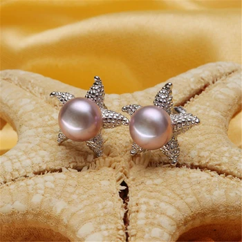 Stea De Mare Naturale Pearl Cercei Argint 925 Cercei Pentru Femei Reale Perla Cercei Moda Bijuterii 2019 Noi