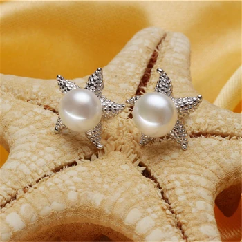 Stea De Mare Naturale Pearl Cercei Argint 925 Cercei Pentru Femei Reale Perla Cercei Moda Bijuterii 2019 Noi