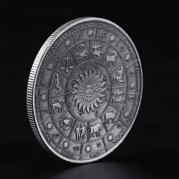 12pcs/lot Douăsprezece Constelații Antic Argint Relief Cancer Monede Comemorative Dragoste Sirena Soare Dumnezeu Monede