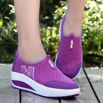 Pantofi Casual femei platforma adidasi 2021 ochiurilor de plasă respirabil gol afară pană pantofi femei tenisi slip-on confortabil doamnelor pantofi