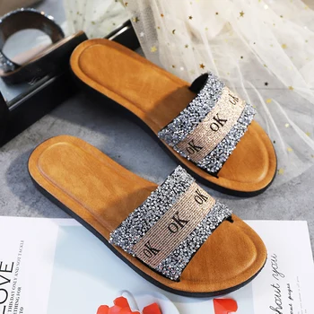 Pantofi femei 2020 noua moda sălbatic purta sandale femei OK cu blitz diamant non-alunecare de plaja casual, papuci de femei