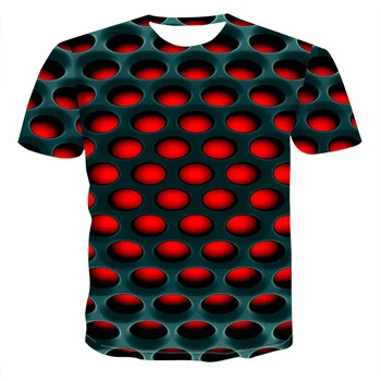 Oameni mari Dimensiuni T-Shirt de Vară 2020 Geometrică Cerc 3D Imprimate de Sus Teuri de Moda O-Gat Maneci Scurte Liber Casual Camasi Barbati