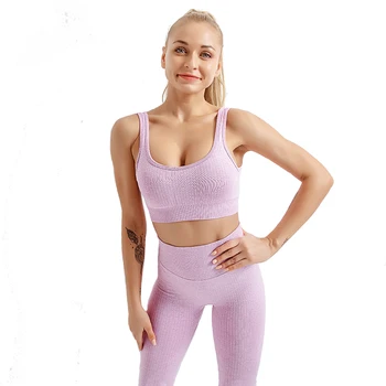 CAPMAP Yoga Costum Uscare Rapidă Jambiere Pentru Fitness Suite Culoare Solidă Sport Respirabil Femei Trening Trei Piese Set Sport