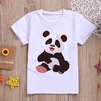 Drăguț Nou pentru Copii T-shirt Kawaii Panda Băiat Și Fată T-shirt Harajuku Design de Desene animate pentru Copii Tricou Rotund Gat Copil Alb T-shirt