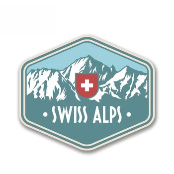 Alpii elvețieni Elveția Vinil Autocolant Auto pentru Bagaje de Călătorie Munți, Schi, Surf, Skateboard Hip Hop Decalcomanii,13cm*9cm