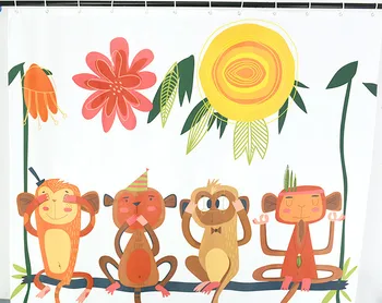 QIYI Maimuță Amuzant Baie, Perdele de Dus Seturi Impermeabil Tesatura de Poliester de Desene animate de Baie Perdele cu Cârlige pentru Copii Baie