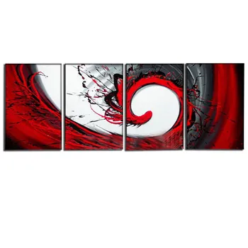 Pictate manual roșu negru alb panza pictura in ulei modern, abstract, arta de perete living artă decorativă seturi de 4 buc