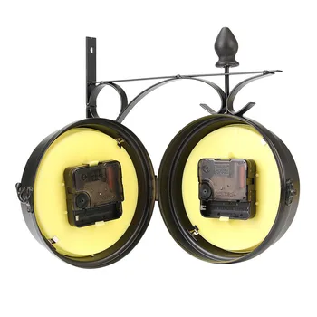 Verso Rotund Montare Pe Perete Stație De Grădină, Ceas Retro Vintage Decor Acasă Cadru De Metal + Sticla Cadran Acoperi