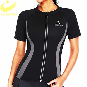 LAZAWG Fierbinte Tricou Rezervor de Top Body Shaper pentru Femei Neopren Sauna Sudoare Vesta de Pierdere în Greutate Bluza cu Maneca Lunga Talie Slăbire Antrenor