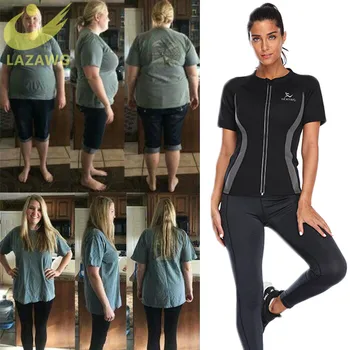 LAZAWG Fierbinte Tricou Rezervor de Top Body Shaper pentru Femei Neopren Sauna Sudoare Vesta de Pierdere în Greutate Bluza cu Maneca Lunga Talie Slăbire Antrenor