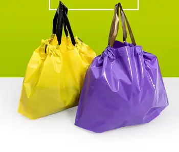Logo-ul imprimat(MOQ 300pcs) de Plastic Mare cadou haine de ambalare pungă de cumpărături cu cordon din material plastic cadou sac cu mânere