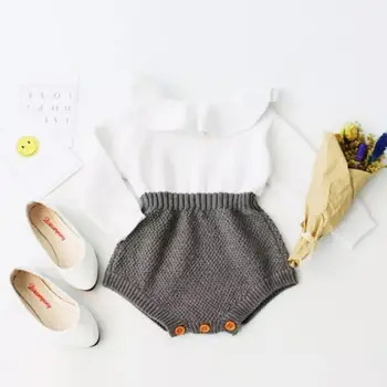 Copil Drăguț Nou-Născut Fată Lână De Tricotat Primăvară Copil Topuri Full Body Maneca Cald Tinutele Set Haine