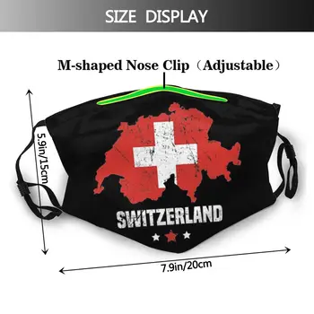 Elveția Pavilion Elvețian Reutilizabile Tipărite Gura Masca de Fata Anti Ceata Rece Dovada cu Filtru Clema Capac Protecție Mufla pentru Bărbați
