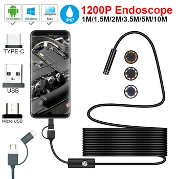 8mm 10M Camera Endoscop Flexibil IP67 rezistent la apa Micro USB Inspecție Borescope Camera pentru Android PC Notebook 8LEDs Reglabil