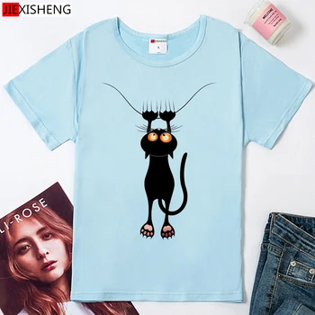 2020 Moda drăguț tricou Femei Topuri de Vara Casual de Bumbac 3D Pisica Print si Maneci Scurte O-neck tricou Vogue