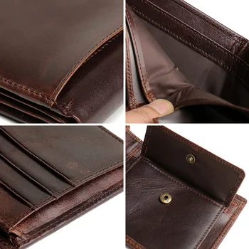 Autentice din Piele de bărbați portofele geanta de piele pentru barbati portofel de Trei Straturi de ambreiaj de sex masculin sac de bani fotografii cartelei scurt portofel 2019
