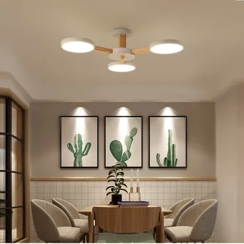 LED Candelabru Tavan Pentru Camera de zi Moderne, Lustre Dormitor din Lemn de Iluminat Simple Montate la Suprafață Candelabre