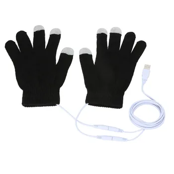 Cald Ultra-moale USB Parte Încălzire Mănuși Temperatură Constantă Portabil Moale Tricotat Lână Purtate Mănuși de Iarnă Handschoenen