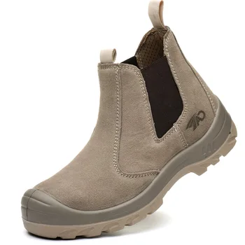 Faimosul brand mens casual steel toe acoperă munca de siguranță cizme lucrător de vacă din piele pantofi în aer liber securitate chelsea botas seguridad