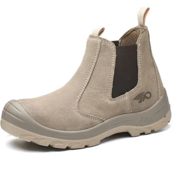 Faimosul brand mens casual steel toe acoperă munca de siguranță cizme lucrător de vacă din piele pantofi în aer liber securitate chelsea botas seguridad