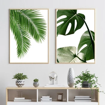 Stil scandinav Verde Tropicale cu Frunze de Arta de Perete Panza Pictura Plante Nordice Postere si Printuri de Perete PicturesFor Camera de zi