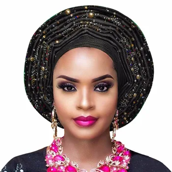 Aso oke gele headtie din africa de moda de nuntă headtie femei headwrap nou stil aso oke nigerian turban