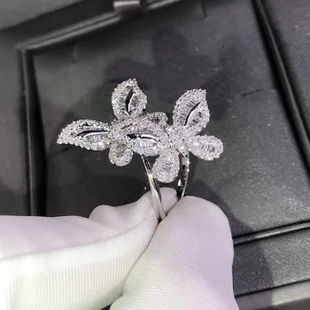 Dublu Fluture inel argint 925 AAAAA cz de Logodna Nunta Trupa Inele pentru femei Birdal Deget de Bijuterii Cadou