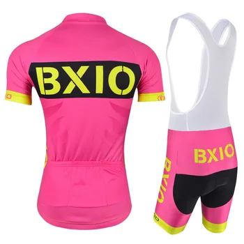 BXIO Brand maneca Scurta de culoare Roz Ciclism Jersey Set Femeile Respirabil 3D Albastru Gel Pad Ciclism Îmbrăcăminte Ropa Ciclismo Mujeres BX-147