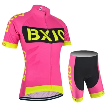 BXIO Brand maneca Scurta de culoare Roz Ciclism Jersey Set Femeile Respirabil 3D Albastru Gel Pad Ciclism Îmbrăcăminte Ropa Ciclismo Mujeres BX-147