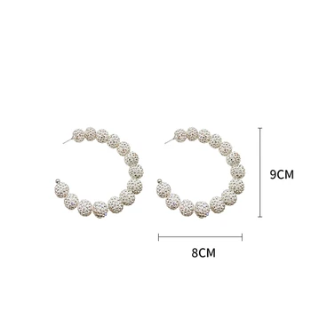 8cm*9cm C tip cercei inlay Artificiale stras Ball design Strălucitor hoop cercei pentru femei elegante rochie decor bijuterii
