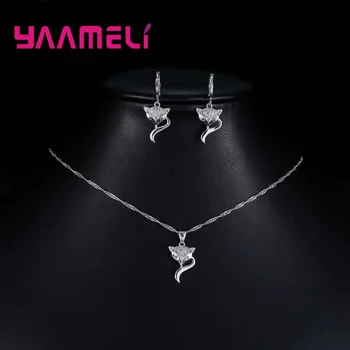 New Sosire Cristale Austriece Sexy Fox Pentru Doamna Argint 925 Seturi De Bijuterii Colier + Cercei Accesorii Pentru Femei