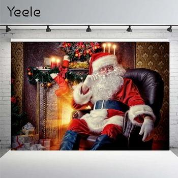Yeele Crăciun Moș Crăciun Semineu Candlel Photocall Fundal Fotografie Personalizate Fotografice De Fundal Pentru BbayPhoto Studio