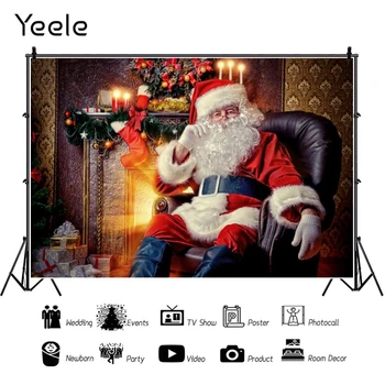 Yeele Crăciun Moș Crăciun Semineu Candlel Photocall Fundal Fotografie Personalizate Fotografice De Fundal Pentru BbayPhoto Studio