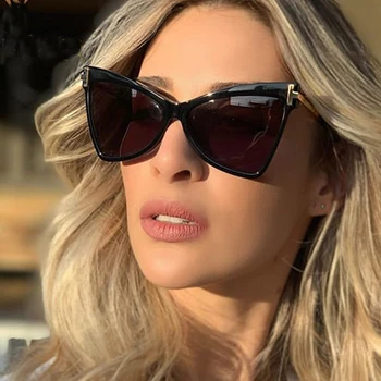 Noul brand de moda triunghi ochi de pisica ochelari de soare pentru femei vintage aliaj supradimensionat negru gradient de soare ochelari de sex feminin nuante unice
