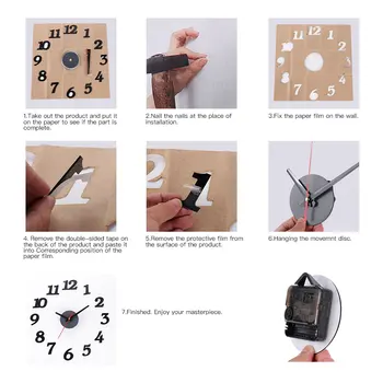 3D Ceas de Perete Digital Agățat de Ceasuri de Autocolante de Perete Ceas Creative DIY Home Decor Camera de zi Autocolante