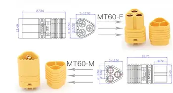 Registrul transport ! 50pair/lot ADUNE MT60 3.5 mm 3 pol Glonț Conector Plug-in Set Pentru RC ESC si Motor