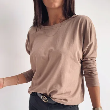 Femeile 2020 Elegant V-Neck Bluze Tricou Femei Casual cu Maneci Lungi Pulovere Topuri Toamna 2XL Moda Sexy Noua Culoare Solidă Blusa