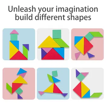 Copii Magnetic Puzzle 3D Puzzle Tangram Carte de Educație Timpurie de Învățare Jucărie Copilul Montessori din Lemn de Gândire de Formare Jocuri pentru Copii