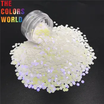 TCI14 Alba cu Irizatii Perlate fr Culoare Hexagon Forma Glitter Nail Art Decor Gel Unghii Machiaj Meserii DIY Dotari
