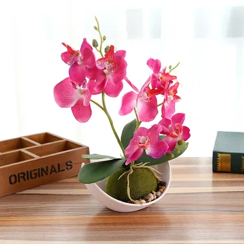 Trigemen fluture orhidee creative bonsai ghivece cu flori decor fals, flori Artificiale, flori pentru casa/gradina/birou de decor
