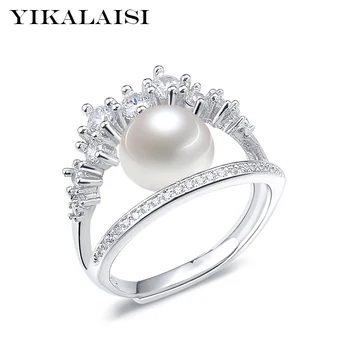 YIKALAISI 925 sterling bijuterii argint bijuterii Perla Moda naturale 8-9 mm de apă Dulce pearl inele de nunta