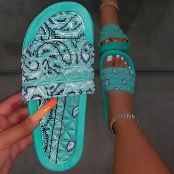 Femei Confortabil Bandană Slip-On Papuci de casă Slide Interioară în aer liber, Flip-flops Pantofi de Plaja Vara Toe Flip Flops Non-Alunecare