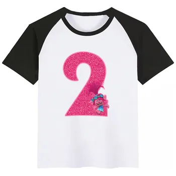 Fericit Ziua de naștere Numărul Troli Desene animate Moda Amuzant Print T-shirt Copii Vară O-Gât Topuri Băieți și Fete Tricou