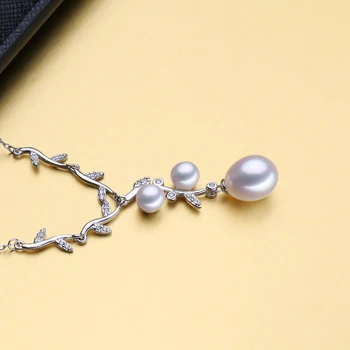 FENASY Naturale de apă Dulce Pearl Bijuterii Seturi de 925 Sterling de Argint Colier Pentru Femei Bijuterii de Nunta seturi Cu Frunze Picătură Cercei