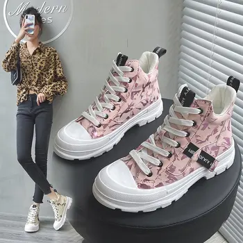 Moda pentru femei 2020 Vulcanizat Pantofi Femei Adidași Noi Pantofi de Panza Plat Moda Confortabil Camuflaj Pantofi Femei