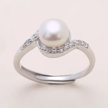 La Modă Iubesc Naturale De Apă Dulce Pearl Inel S925 Argint Micro-Set Living Open Ring Ring Doamna Bijuterii