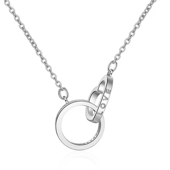 WYEAIIR Geometrie Două Cercuri Drăguț Personalitate Argint 925 Clavicula Lanț Colier de sex Feminin